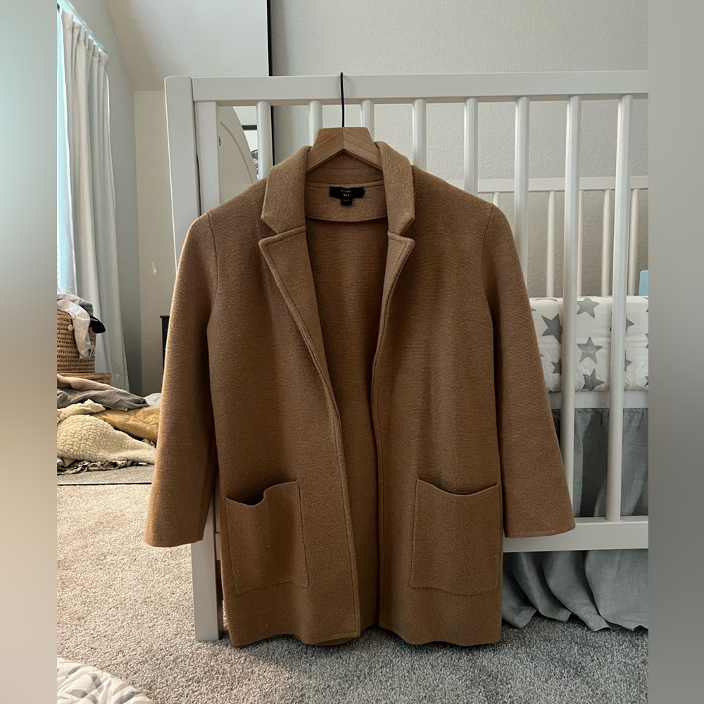 Camel Jcrew sweater cardigan